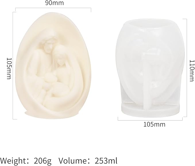 Nativity Scene Candle Mold - Resin Casting Silicone Molds for Home Decor & Candle Making Wave Spiral Mold