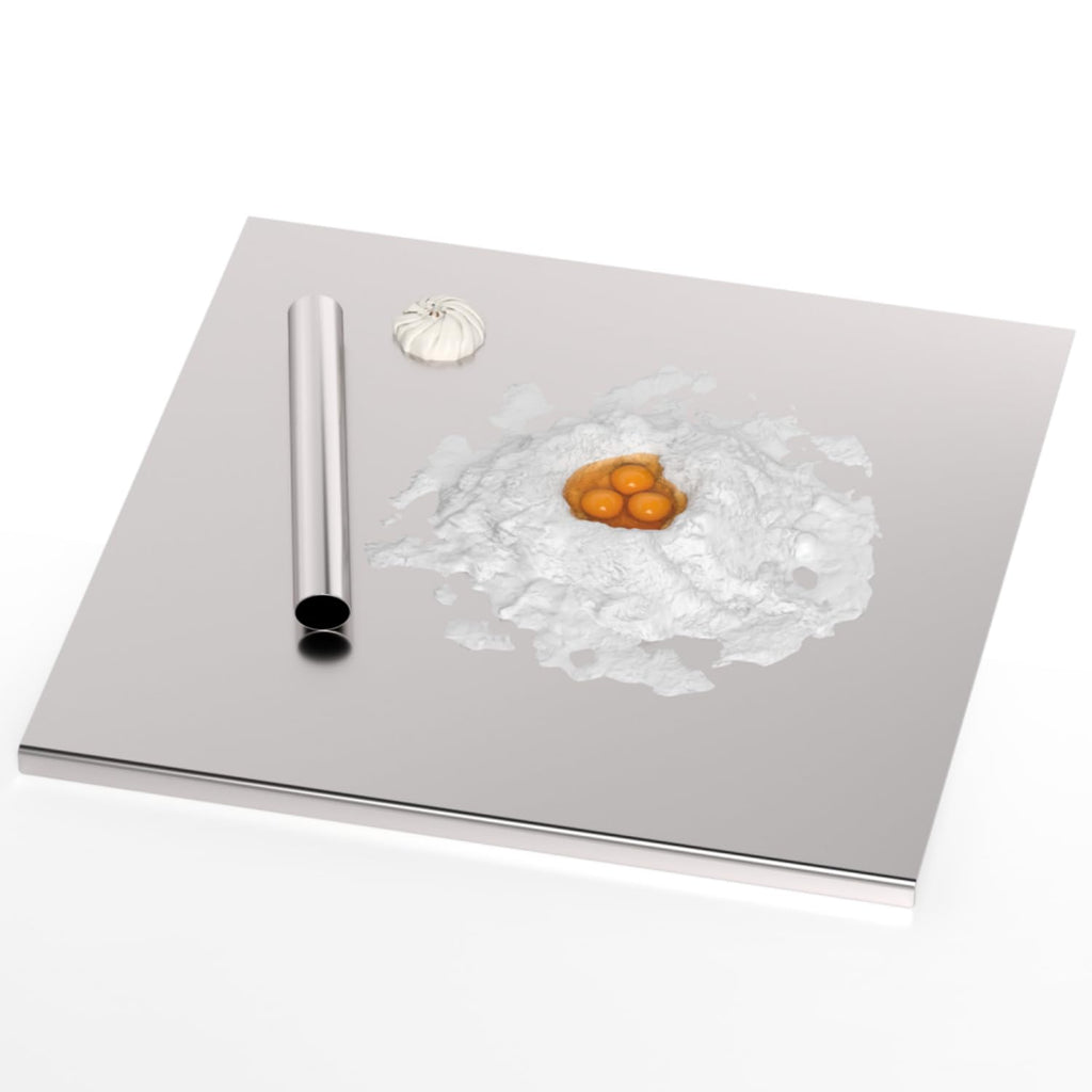 Stainless Cutting Boards for Kitchen, Chopping Board with Lip & Rolling Pin