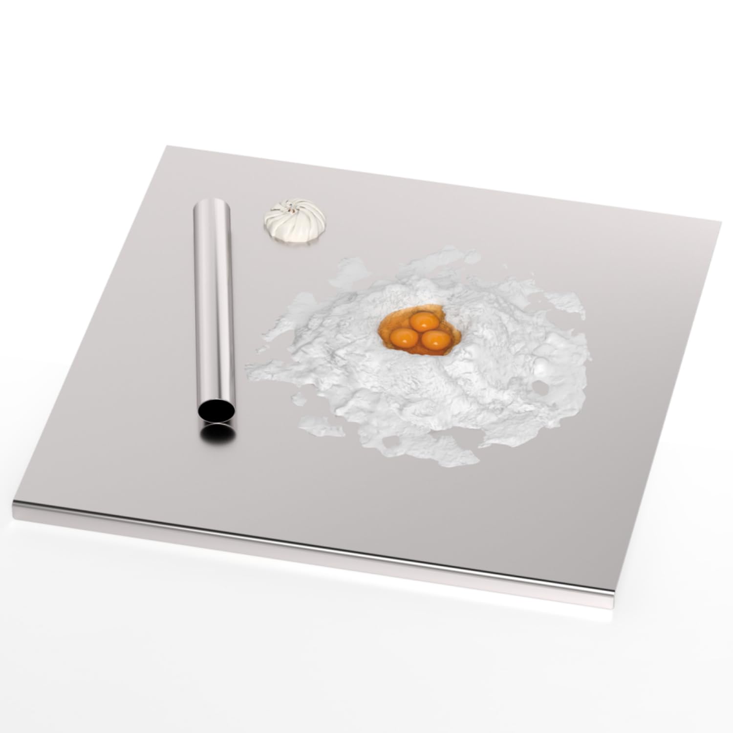 Stainless Cutting Boards for Kitchen, Chopping Board with Lip & Rolling Pin