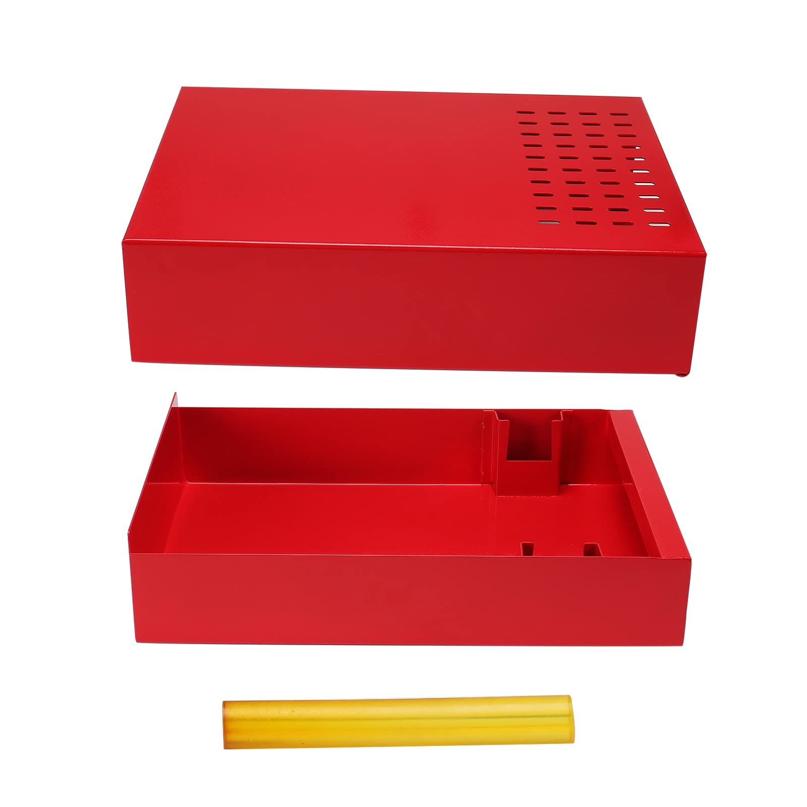 DIBTSA Large Size Espresso Coffee Knock Box Drawer, Stainless Steel Pull-Out Style Coffee Grounds Powder Container Bin for Cafes Restaurant Home Bar, 14.96 x 10.03 x 3.93 inch (Red)