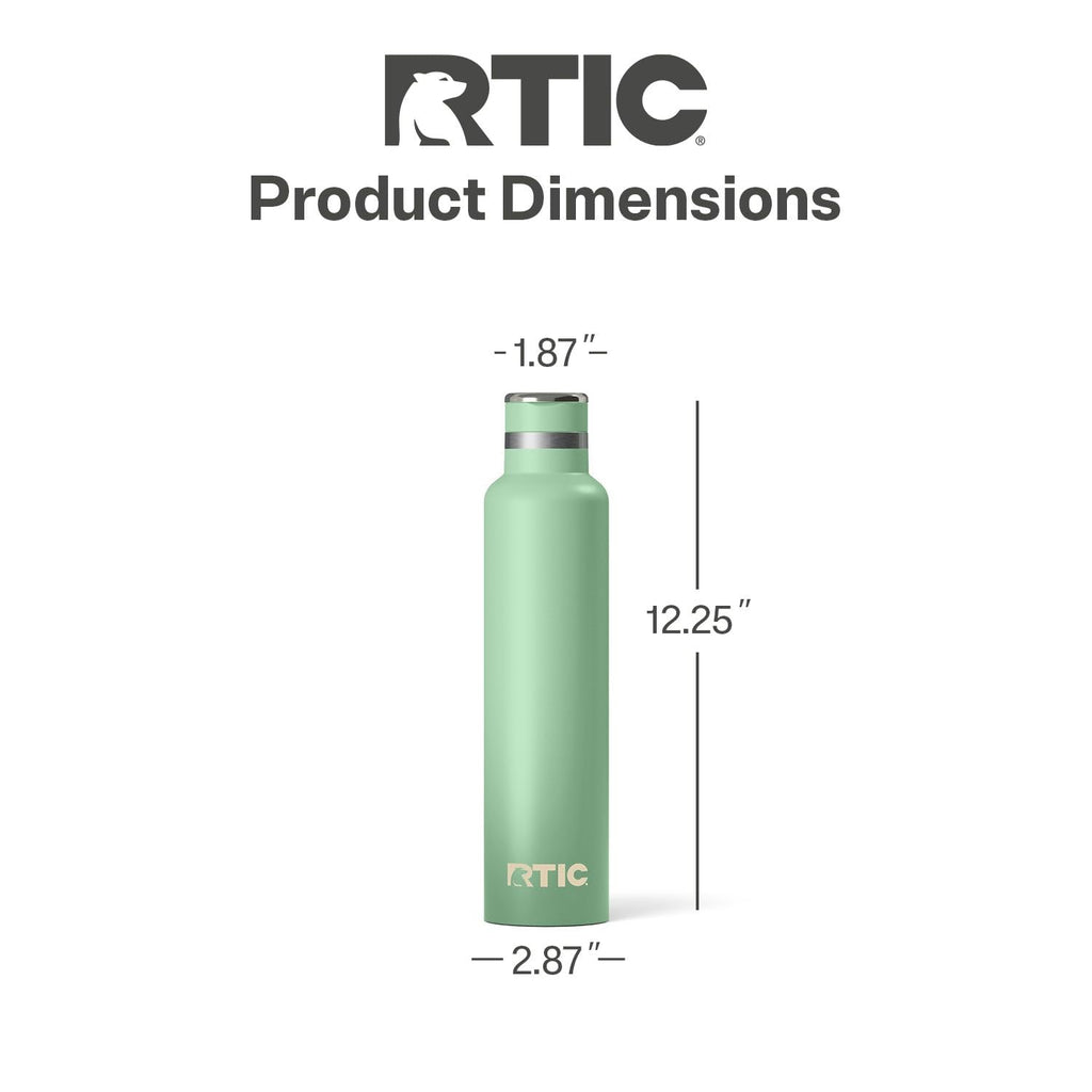 RTIC 26oz Journey Water Bottle Ceramic Lined Metal Stainless Steel Vacuum Insulated, BPA Free, Reusable, for Water, Hot and Cold Drinks, Travel, Sports, Camping, Sage