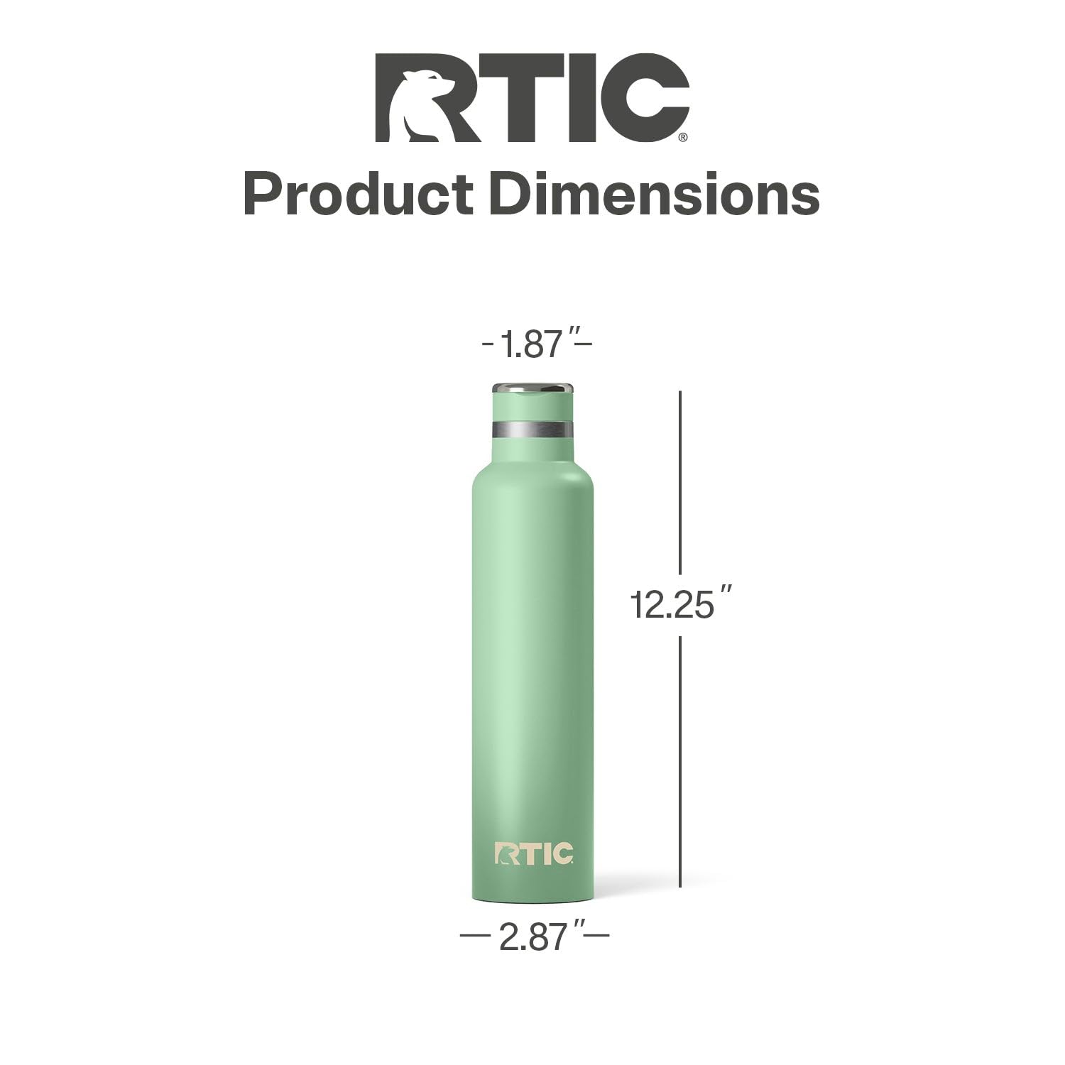 RTIC 26oz Journey Water Bottle Ceramic Lined Metal Stainless Steel Vacuum Insulated, BPA Free, Reusable, for Water, Hot and Cold Drinks, Travel, Sports, Camping, Sage
