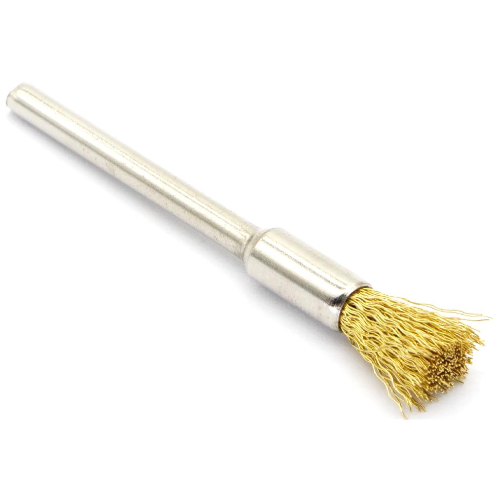 20PCS Brass Wire Brushes - Metal Rust Removal, Cleaning, and Polishing - 5mm Diameter, 1/8″ (3mm) Shaft - Removes Burrs, Dust, and Oxide Layer - Handles Rough Surfaces - Rotary Tool Accessories