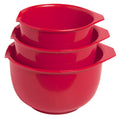 Glad Mixing Bowls with Pour Spout, Set of 3 | Nesting Design Saves Space | Non-Slip, BPA Free, Dishwasher Safe Plastic | Kitchen Cooking and Baking Supplies, Red