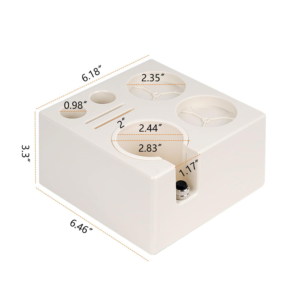 IKAPE ABS Espresso Knock Box, 7 in 1 Coffee Organizer Box Fit for Storage 51, 54, 58MM Espresso Tamper, Distributor, Portafilter & Puck Screen Accessories(White)