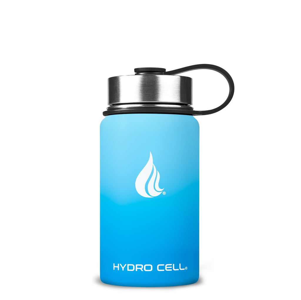 HYDRO CELL Stainless Steel Insulated Water Bottle with Straw - For Cold & Hot Drinks - Metal Vacuum Flask with Screw Cap and Modern Leakproof Sport Thermos for Adults (Sky/Blue 14oz)
