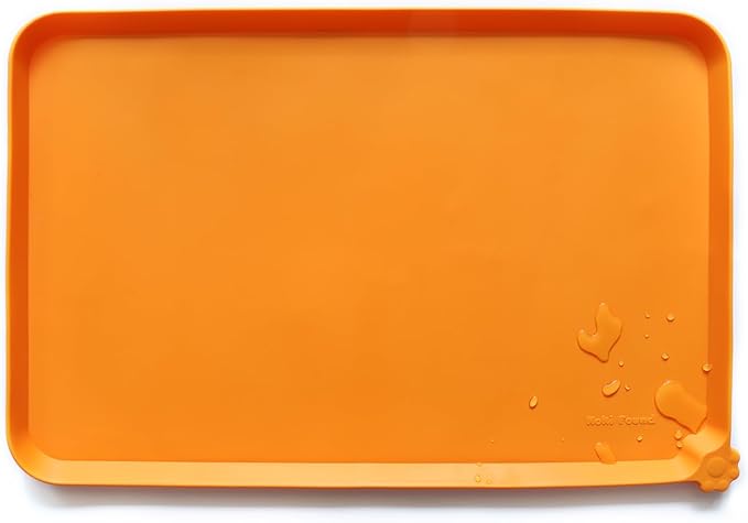 Hoki Found XX-Large Silicone Pet Feeding Mats - Non Slip Cat Dog Bowl Mats - Waterproof for Carpet - Dark Olive — 22" x 14"
