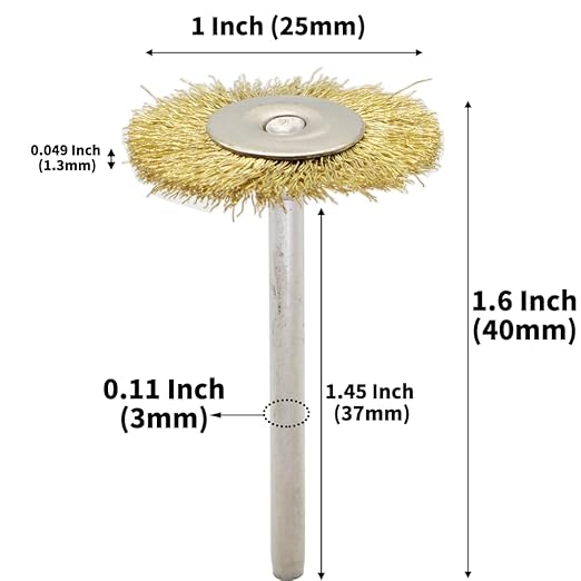 36-Piece Wire Brush Set - Metal Rust Removal, Polishing, Cleaning - Shaft 1/8″ (3mm) - Removes Burrs, Dust, and Oxide Layer - Handles Rough Surfaces - Designed for Industrial and DIY Enthusiasts