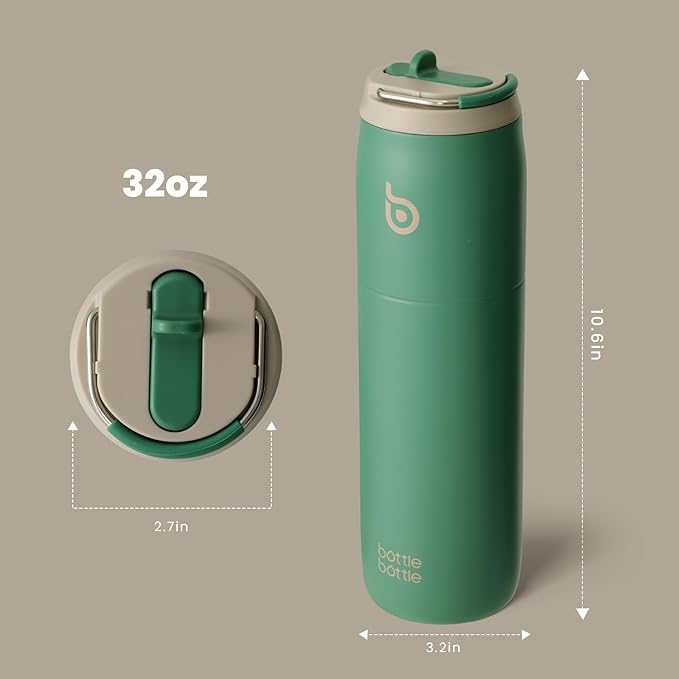 BOTTLE BOTTLE Stainless Steel Water Bottle with Straw Lid and Handle 32 oz Vacuum Insulated Cup for Sports Travel Gym Hiking, Leak-Proof Wide Mouth Water Bottles for Men,forests
