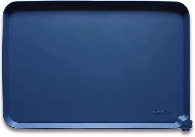 Hoki Found XX-Large Silicone Pet Feeding Mats - Non Slip Cat Dog Bowl Mats - Waterproof for Carpet - Dark Olive — 28" x 26"