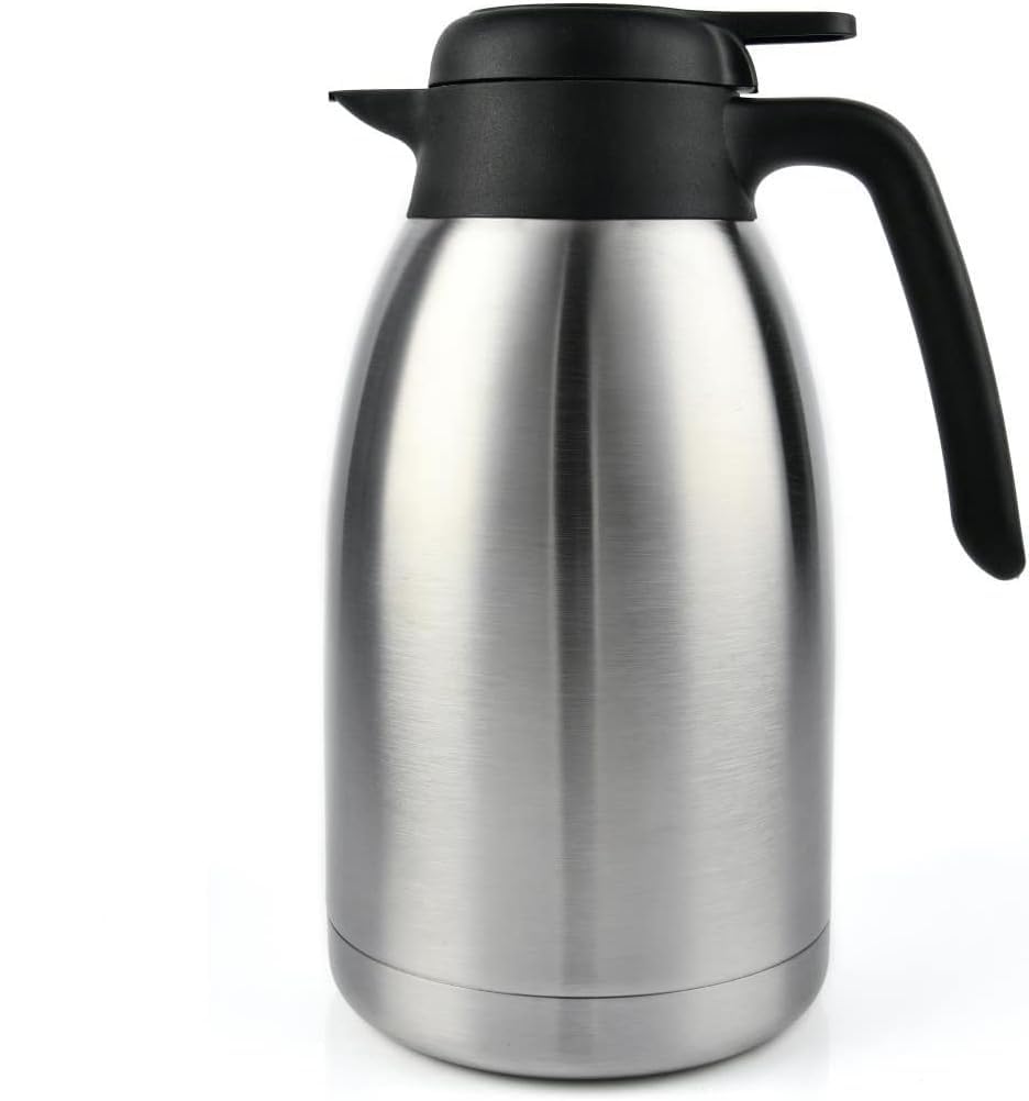 Heritage66 Thermal Coffee Carafe with Cleaning Brush – 68 oz (2 L) Vacuum Insulated Stainless Steel Beverage Dispenser, Keeps Drinks Hot 12 H/Cold 24 H, Ideal for Home, Office & Parties