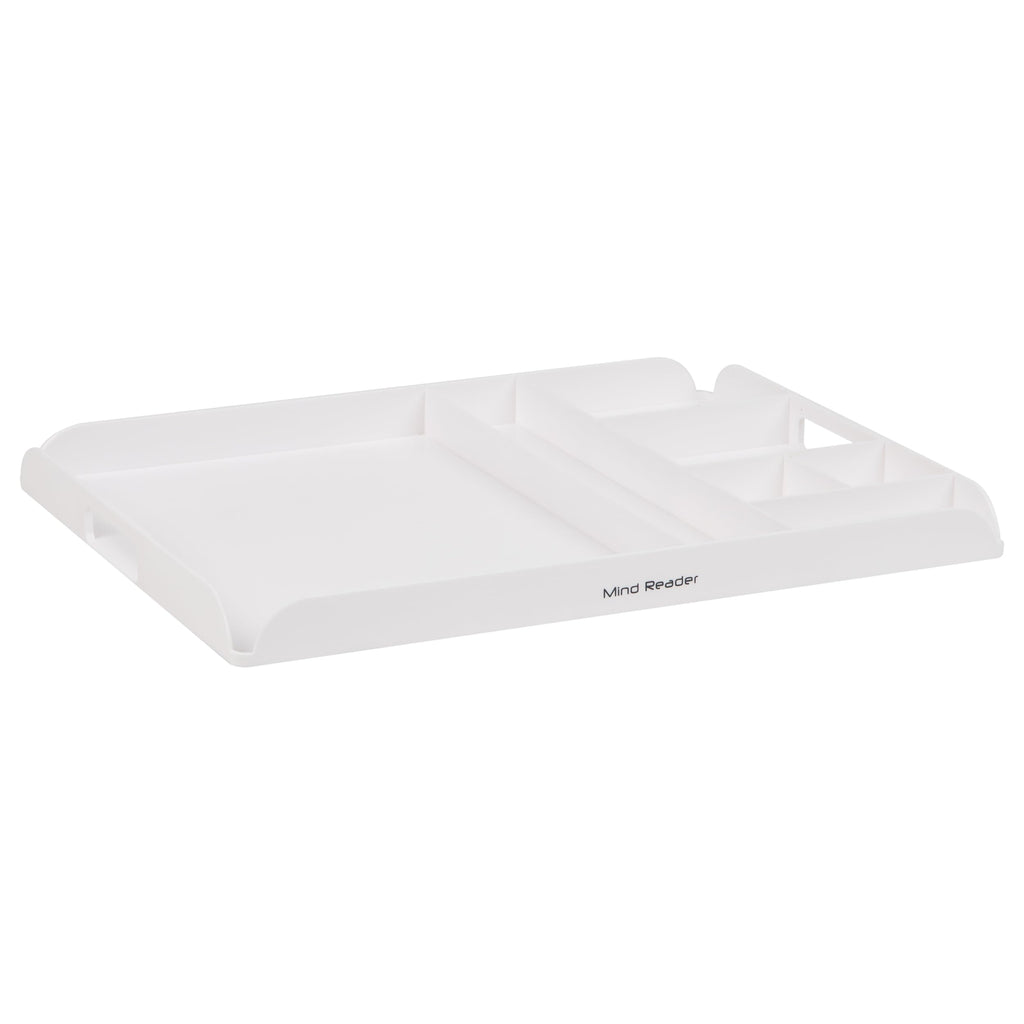 Mind Reader Coffee Station Serving Tray, 7 Pod Capacity Countertop Organizer, Storage, 17.5" L x 13.25" W x 1.25" H, Single, White
