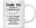 Andaz Press Funny Family 11oz. Coffee Mug Gift, Thank You for Being My Father-in-Law, Punch in Face, 1-Pack, Christmas Birthday Drinking Cup Present Ideas