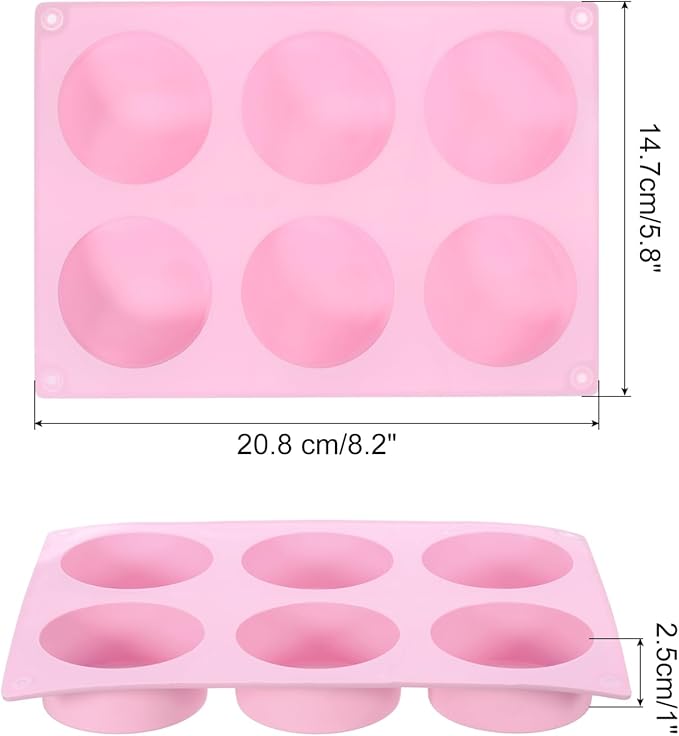 uxcell 4pcs Silicone Muffins Pan, 6 Cup Silicone Cupcake Pan Nonstick Baking Tray for Muffins, Cupcakes, Dishwasher Safe, Pink