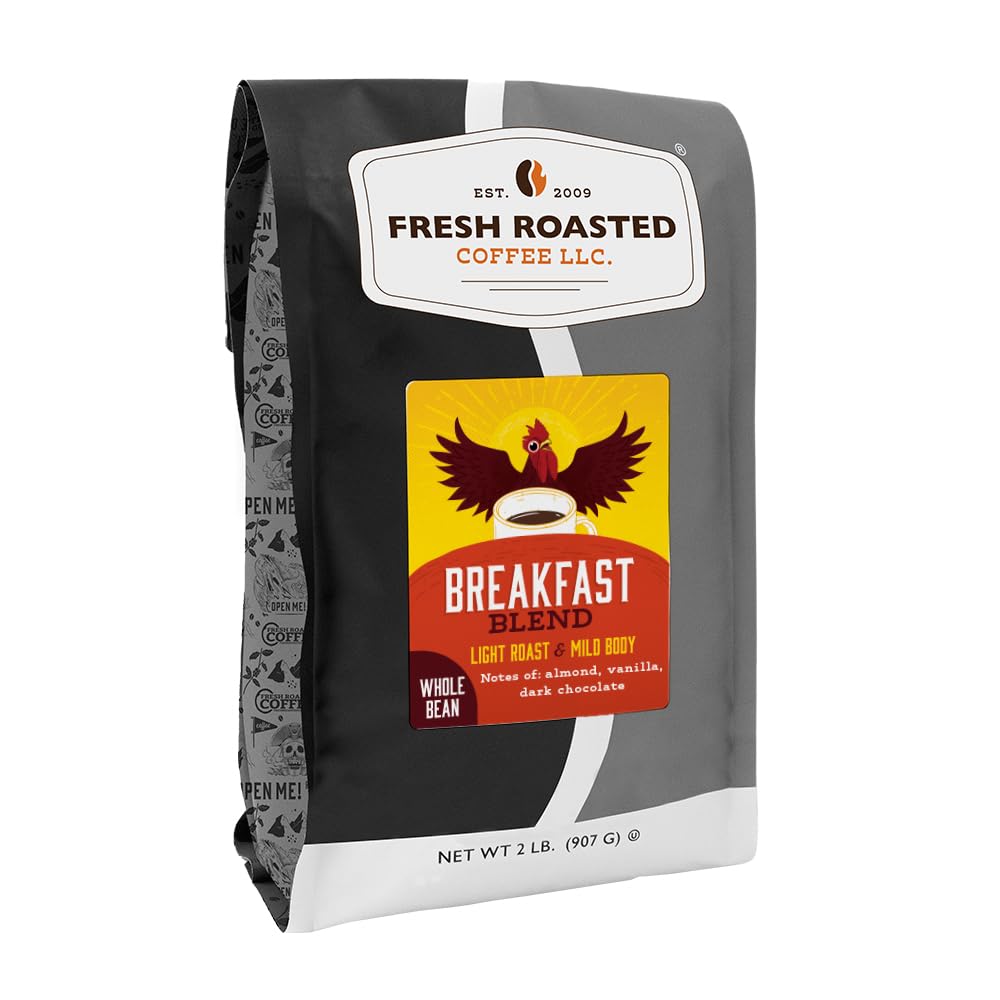 Fresh Roasted Coffee, Breakfast Blend Whole Bean Coffee, Light Roast, Kosher, 2 lb (32 oz)
