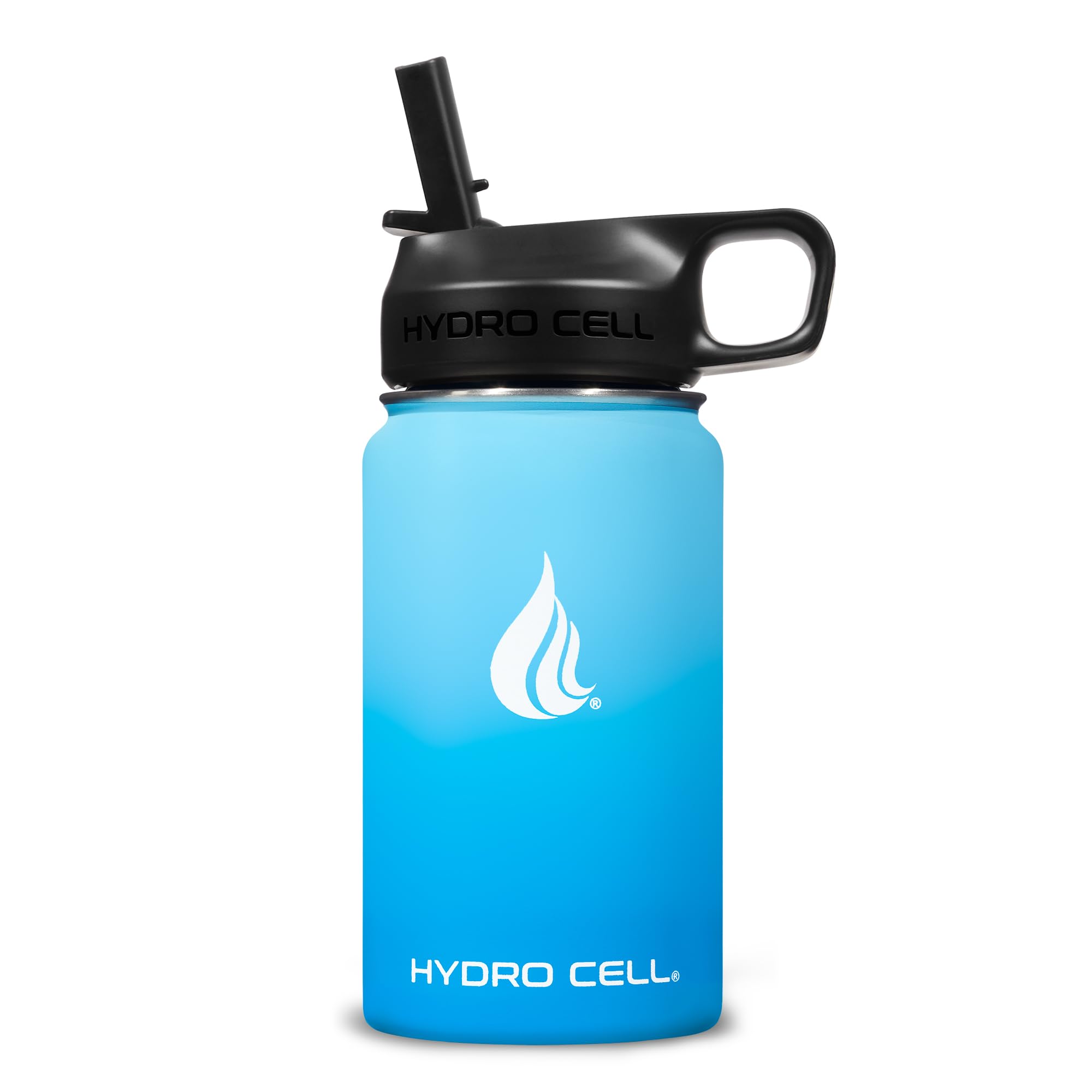 HYDRO CELL Stainless Steel Insulated Water Bottle with Straw - For Cold & Hot Drinks - Metal Vacuum Flask with Screw Cap and Modern Leakproof Sport Thermos for Adults (Sky/Blue 14oz)