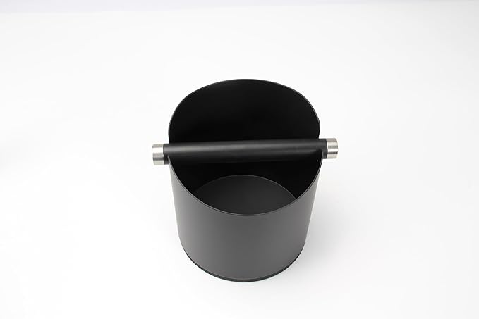 Espresso Knock Box, Stainless Steel Coffee Grounds Knock Box, With Removable Knock Bar and Non-Slip Rubber Base (Black)