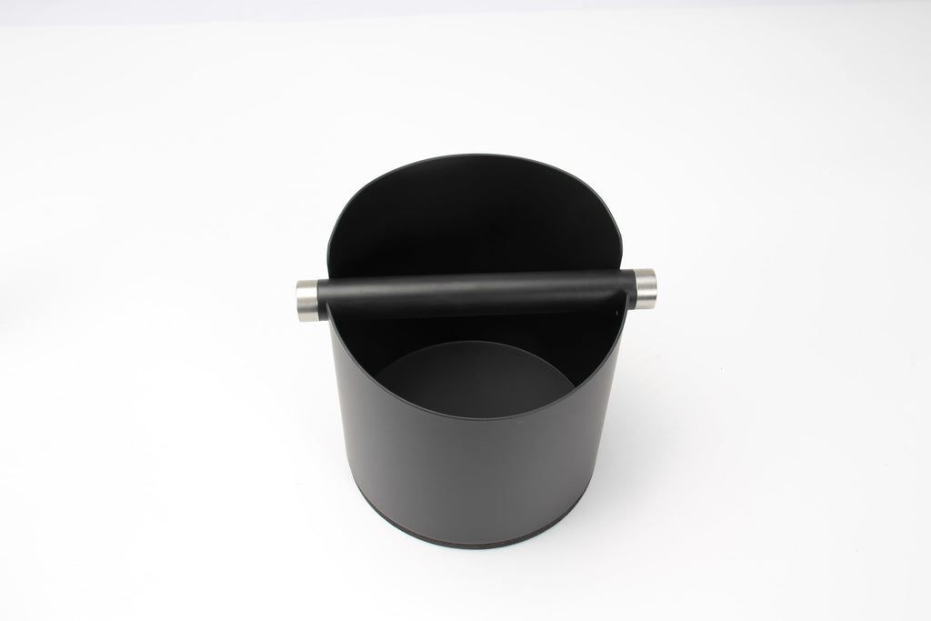 DIBTSA Espresso Knock Box, Stainless Steel Coffee Grounds Knock Box, With Removable Knock Bar and Non-Slip Rubber Base (Black)
