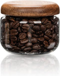 Glass Food Storage Containers With Wooden Lids - Small Coffee Jars - Pantry Organization For Overnight Oats, Cereal, Rice, Candy (10oz(300ml))