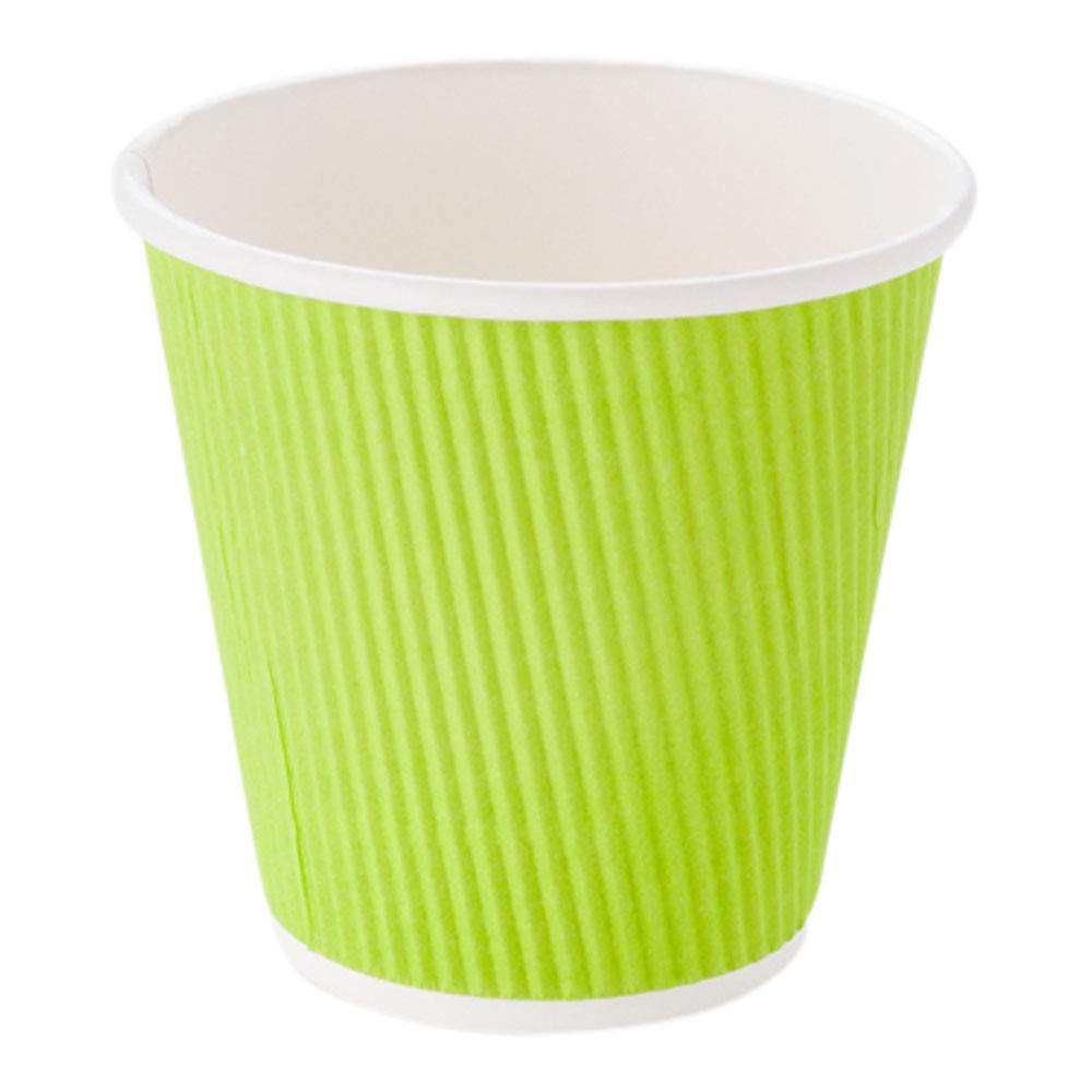Restaurantware Ripple Wall Coffee Cups 25 Count 8 Ounce Insulated Eco Green Paper Cups, Rolled Rim Spill-Resistant Disposable Paper Non-Slip for Coffee, Beverages