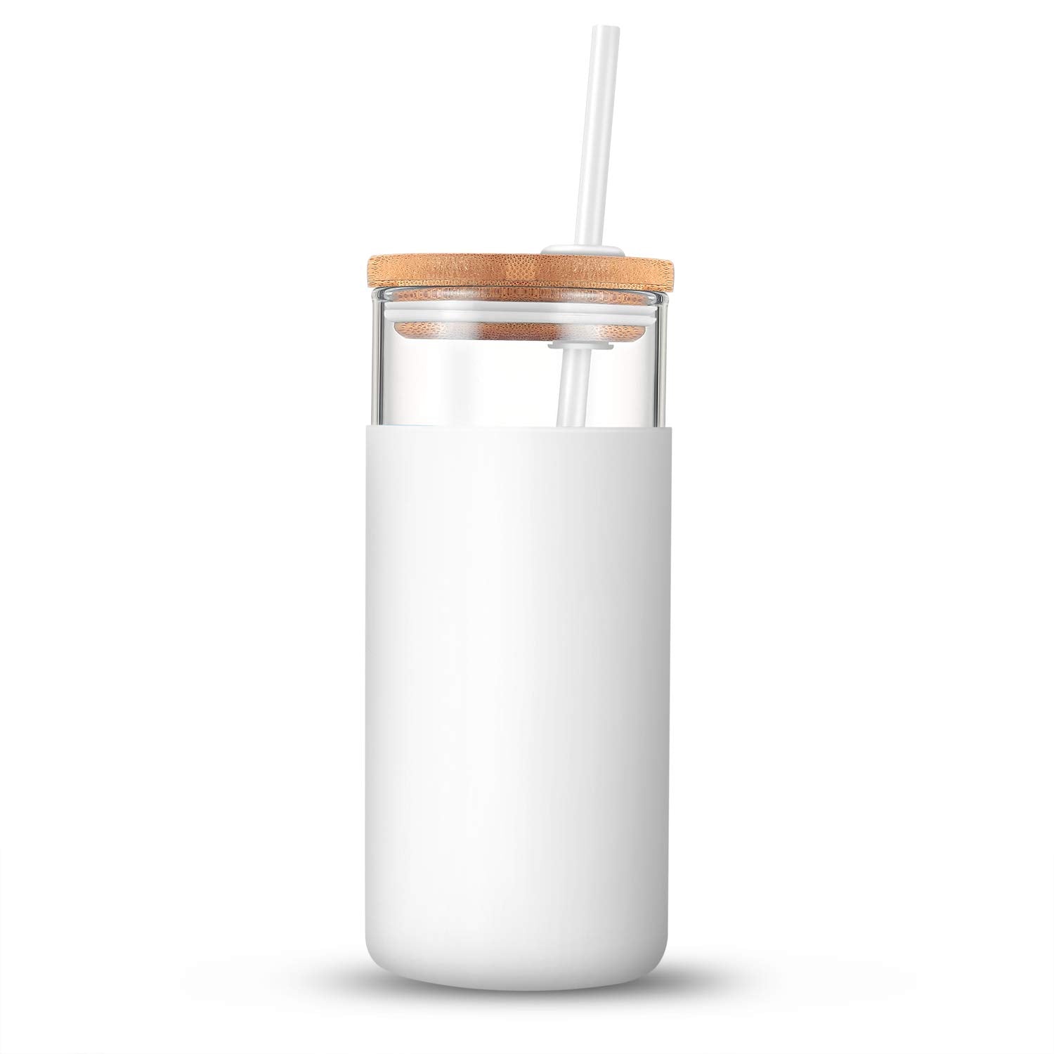 Tronco 20 oz Glass Tumbler with Lids and Straws, Reusable Iced Coffee Cups