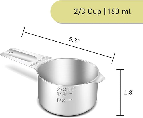 1PCS 2/3CUP (160ML, 5.3OZ) Measuring Cup, 18/8(304) Stainless Steel