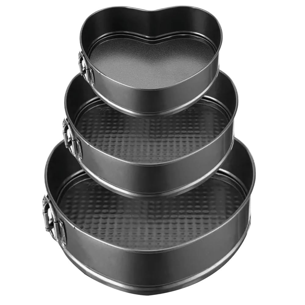 Yetthpowr Springform Cake Pan Set of 3 (9.5, 10, 11 Inch) Square Baking Pans Nonstick Cheesecake Pans with Removable Bottom Bakeware for Cake, Cheesecakes, Pizza, and Quiches
