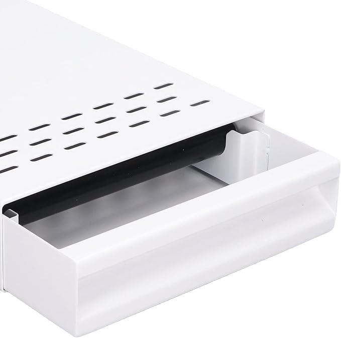 Coffee Knock Box Drawer, stainless steel Coffee Powder Box, Coffee Knock Box with Removable Rubber Strike Wood Pole and Non Slip Base (White)