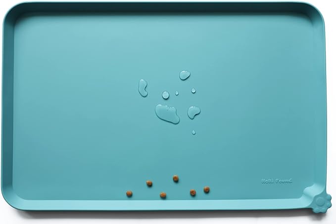Hoki Found XX-Large Silicone Pet Feeding Mats - Non Slip Cat Dog Bowl Mats - Waterproof for Carpet - Dark Olive — 24" x 16"