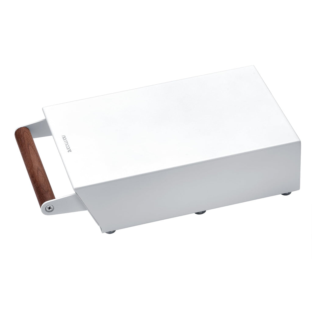 Normcore Espresso Knock Box Drawer, Coffee Knock Box with Walnut Handle, Espresso Dump Bin Separation And Detachable, 304 Stainless Steel, Size: M, Matte White
