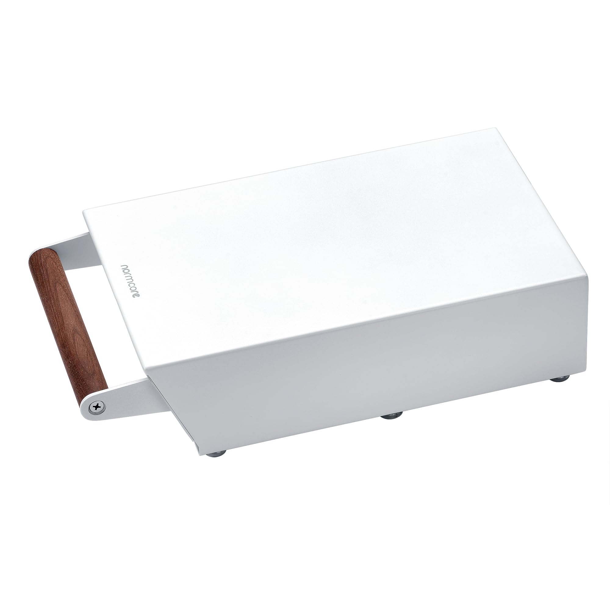 Normcore Espresso Knock Box Drawer, Coffee Knock Box with Walnut Handle, Espresso Dump Bin Separation And Detachable, 304 Stainless Steel, Size: M, Matte White