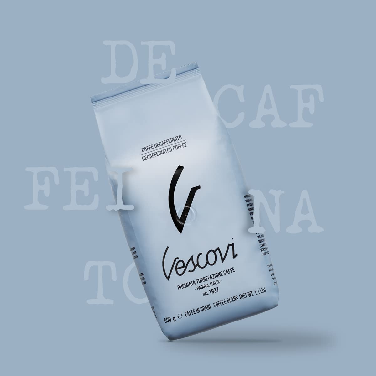 V Vescovi Decaf Espresso Beans – Smooth & Balanced, Medium Roast, Roasted in Italy, 1.1 lb (500g)