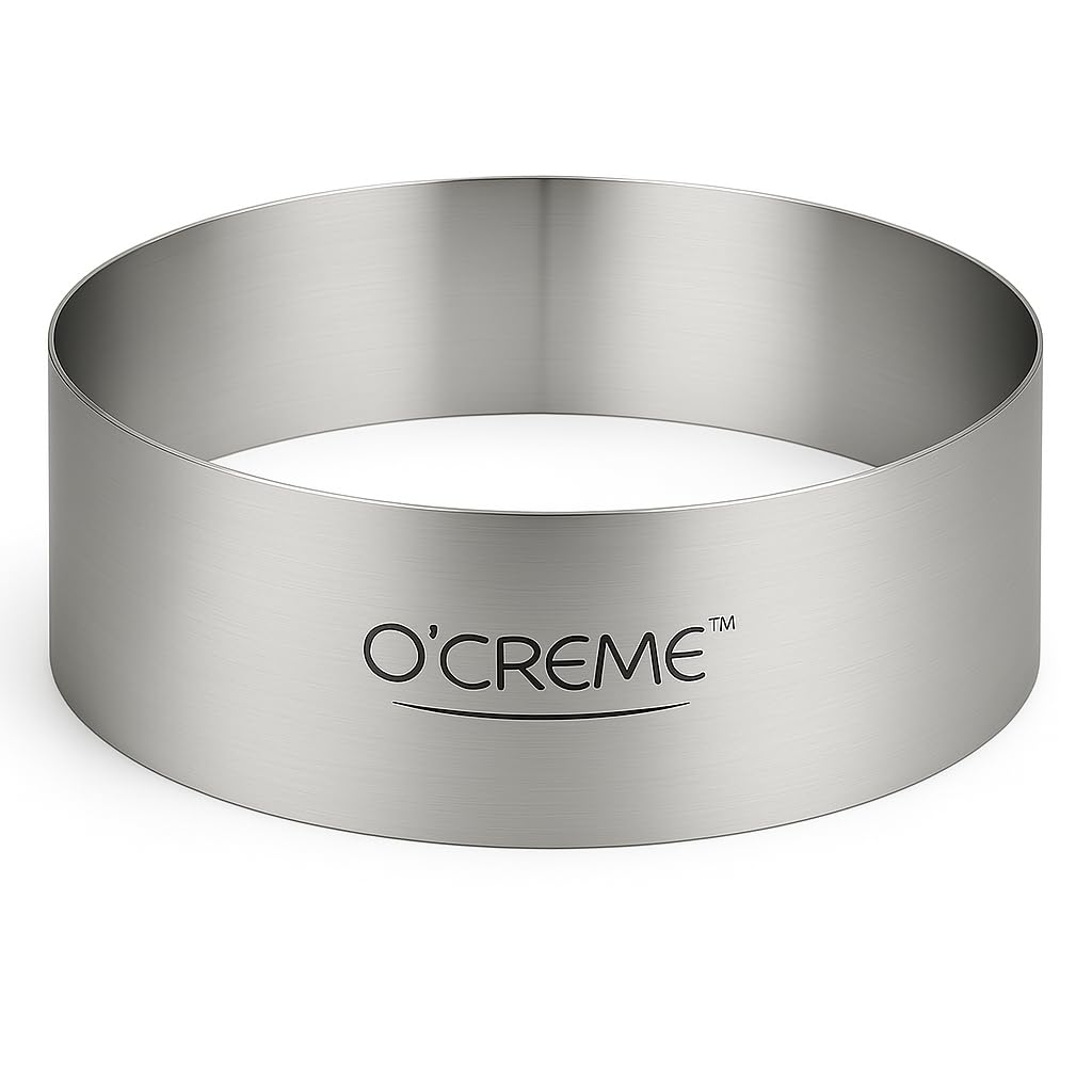 O'Creme Cake Ring Sturdy Stainless Steel Round Mousse Cake Ring Mold for Baking, Dessert Cake Decorating Pastry Rings 10 Inch Diameter x 3 Inch High