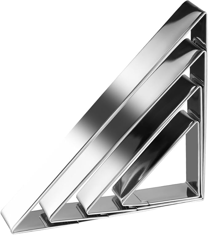 Triangle Cookie Cutter Set 45/90 Degree Stainless Steel Half Square Right Angle Triangle Geometric Frame Plaque Cookie Cutters Shapes Molds - 1 Inch Depth (4 Sizes)