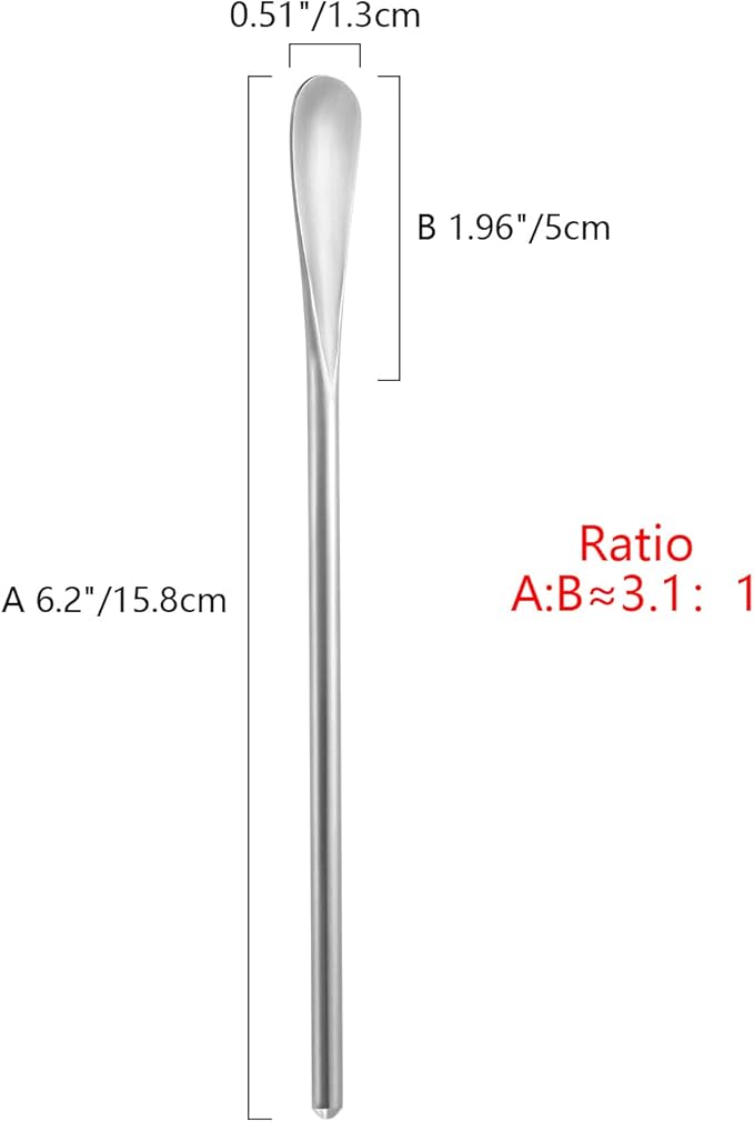 6-Pack 6.2" / 15.8cm Stainless Steel Long Handle Stirring & Mixing Spoon – Reusable Bar Tool for Coffee, Tea, Iced Drinks & Cocktails