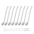 Sorfia 8pcs 2 in 1 Stainless Steel Straws Spoons with 2pcs Cleaning Brushes