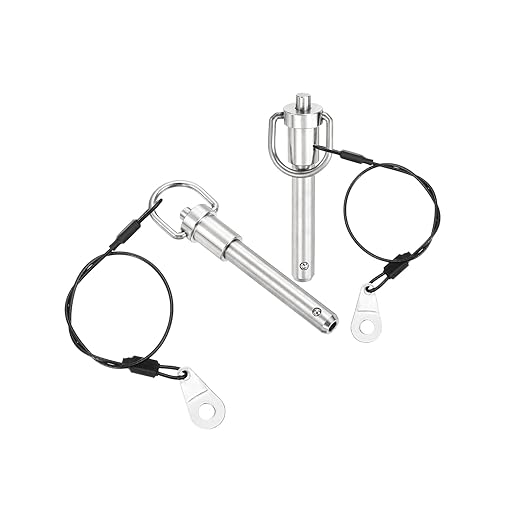 uxcell 2 Pcs Quick Release Pin, 3/8" x 1.5"(Dia. x L) Push-Button Ball Locking Pin 304 Stainless Steel Ring Handle Locking Pin with Wire for Audio Bimini Top Marine, Silver