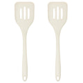 Silicone Slotted Turner Set – 2-Piece Set of Turner Spatulas for Eggs and Pancakes – Kitchen Tools and Accessories with Comfortable Handles, Heat-Resistant Utensils for Cooking & Baking – Cream