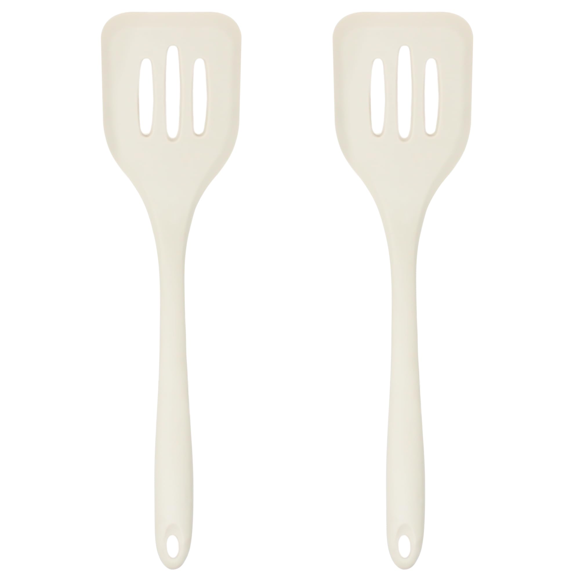 Silicone Slotted Turner Set – 2-Piece Set of Turner Spatulas for Eggs and Pancakes – Kitchen Tools and Accessories with Comfortable Handles, Heat-Resistant Utensils for Cooking & Baking – Cream