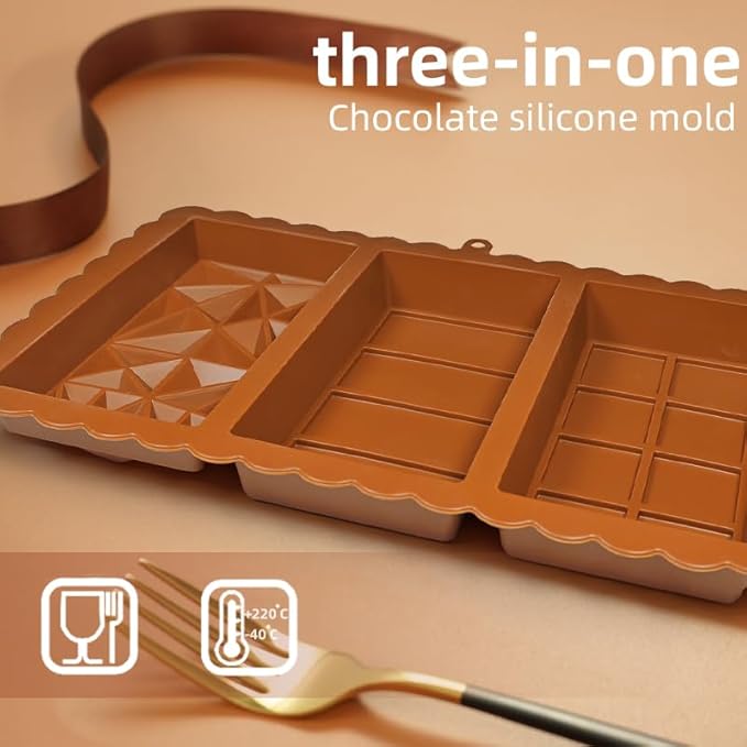 Chocolate Bar Mold - Food Grade Silicone Chocolate Molds, Non-Stick & Easy to Release Deep Mold for Dubai Pistachio Chocolates, Candy, Snacks, Desserts, Resin Art, Dishwasher Safe (1)