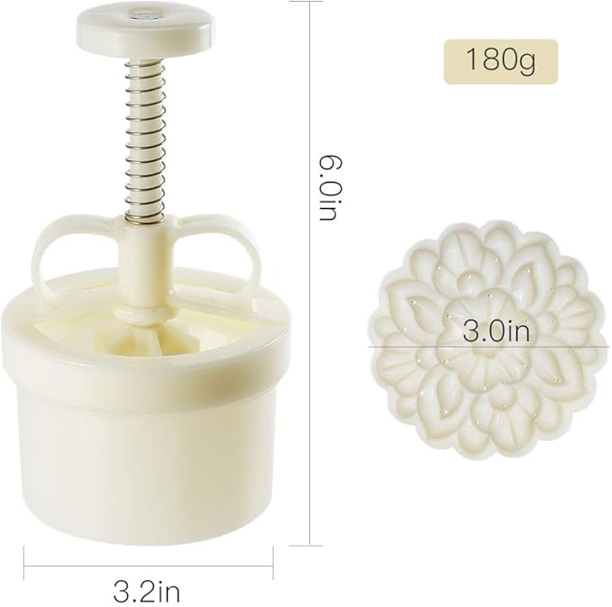 180g 5pcs Cookie Stamps Thickness Adjustable Moon Cake Mold Set, Cookie Press DIY Decoration Hand Press Cutter Cake Dessert Mold