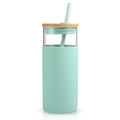Tronco 20 oz Glass Tumbler with Lids and Straws, Reusable Iced Coffee Cups