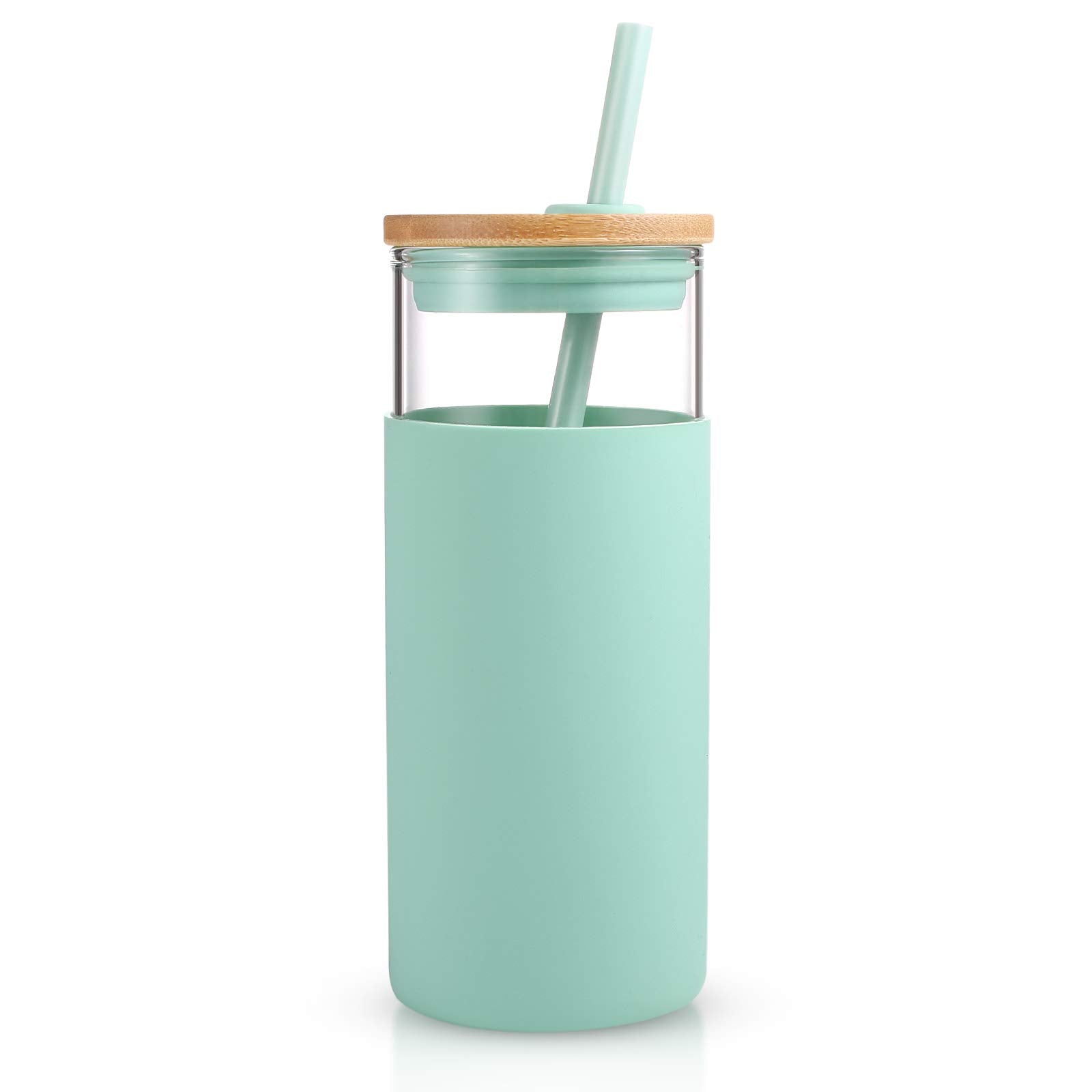 Tronco 20 oz Glass Tumbler with Lids and Straws, Reusable Iced Coffee Cups