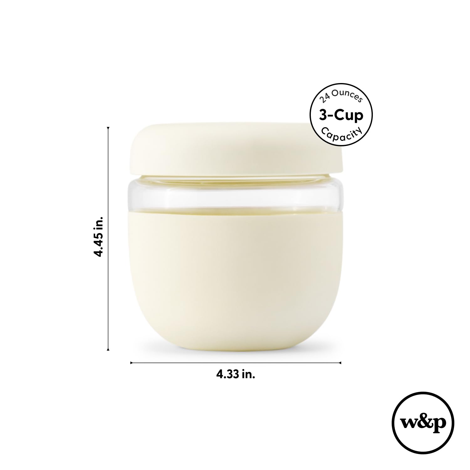 W&P Porter Seal Tight Glass Lunch Bowl Container w/ Lid | Cream 24 Ounces | Leak & Spill Proof, Soup & Stew Food Storage, Meal Prep, Airtight, Microwave and Dishwasher Safe, BPA-Free
