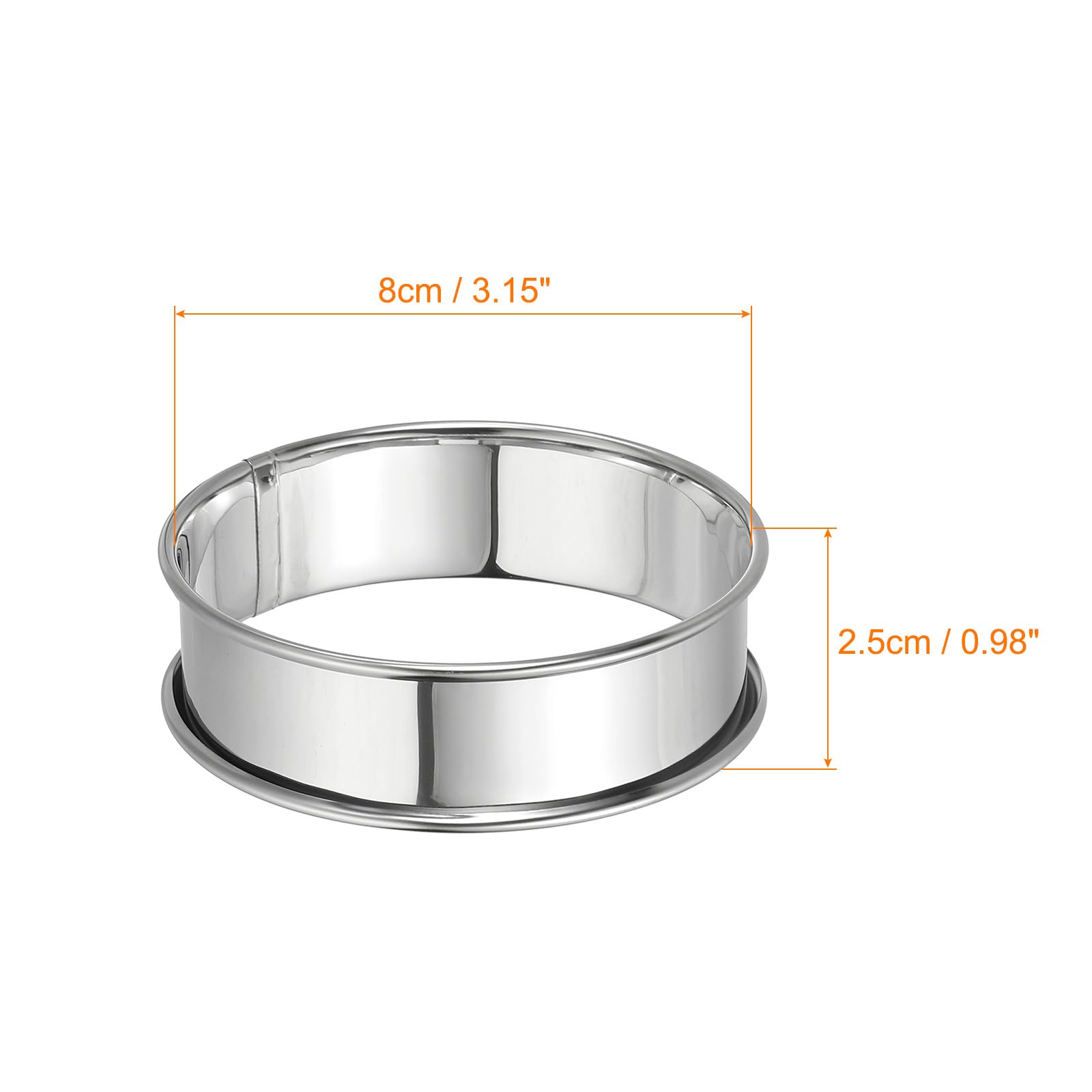HARFINGTON 4pcs Crumpet Rings 3.15" Nonstick Round Cake Ring Stainless Steel Double Rolled English Pastry Rings for Kitchen Baking Crumpet Dessert, Silver