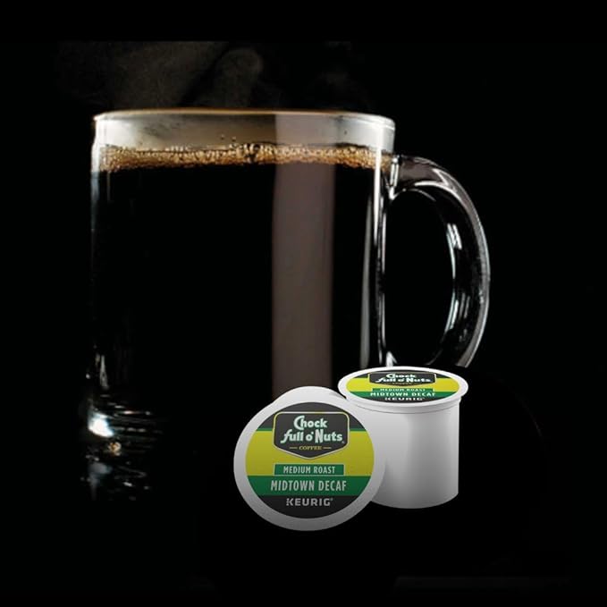 Chock full o’Nuts Midtown Decaf Keurig K-Cup Pods for Keurig Brewers – Premium Arabica, Medium Roast – Single Serve – 6 Packs of 12 K-Cup Pods