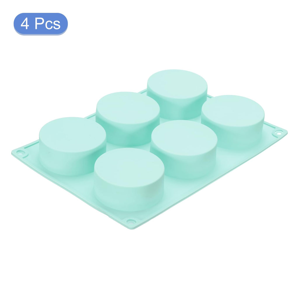uxcell 4pcs Silicone Muffins Pan, 6 Cup Silicone Cupcake Pan Nonstick Baking Tray for Muffins, Cupcakes, Dishwasher Safe, Green