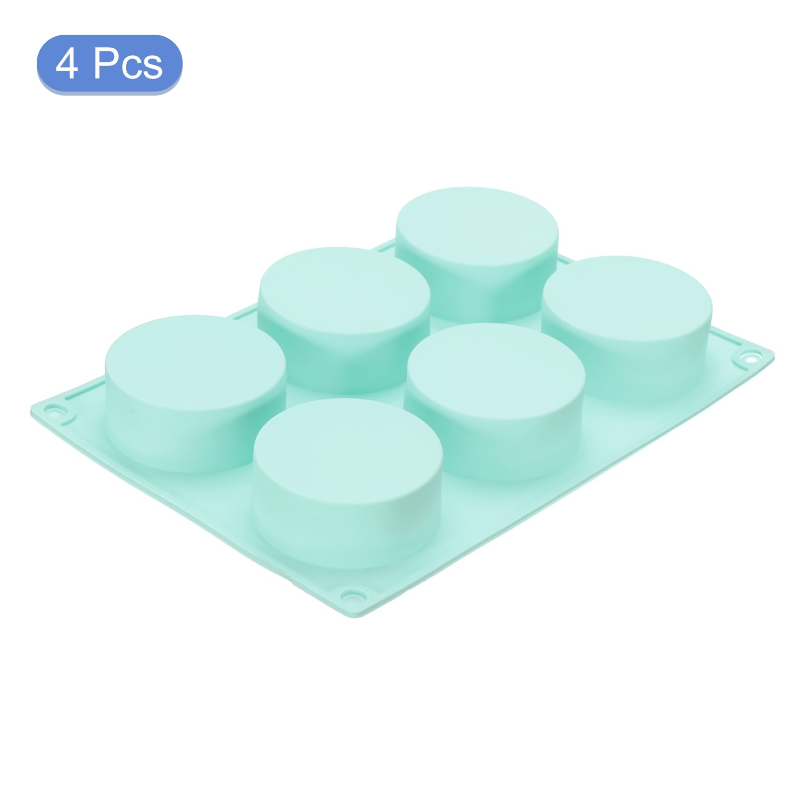 uxcell 4pcs Silicone Muffins Pan, 6 Cup Silicone Cupcake Pan Nonstick Baking Tray for Muffins, Cupcakes, Dishwasher Safe, Green