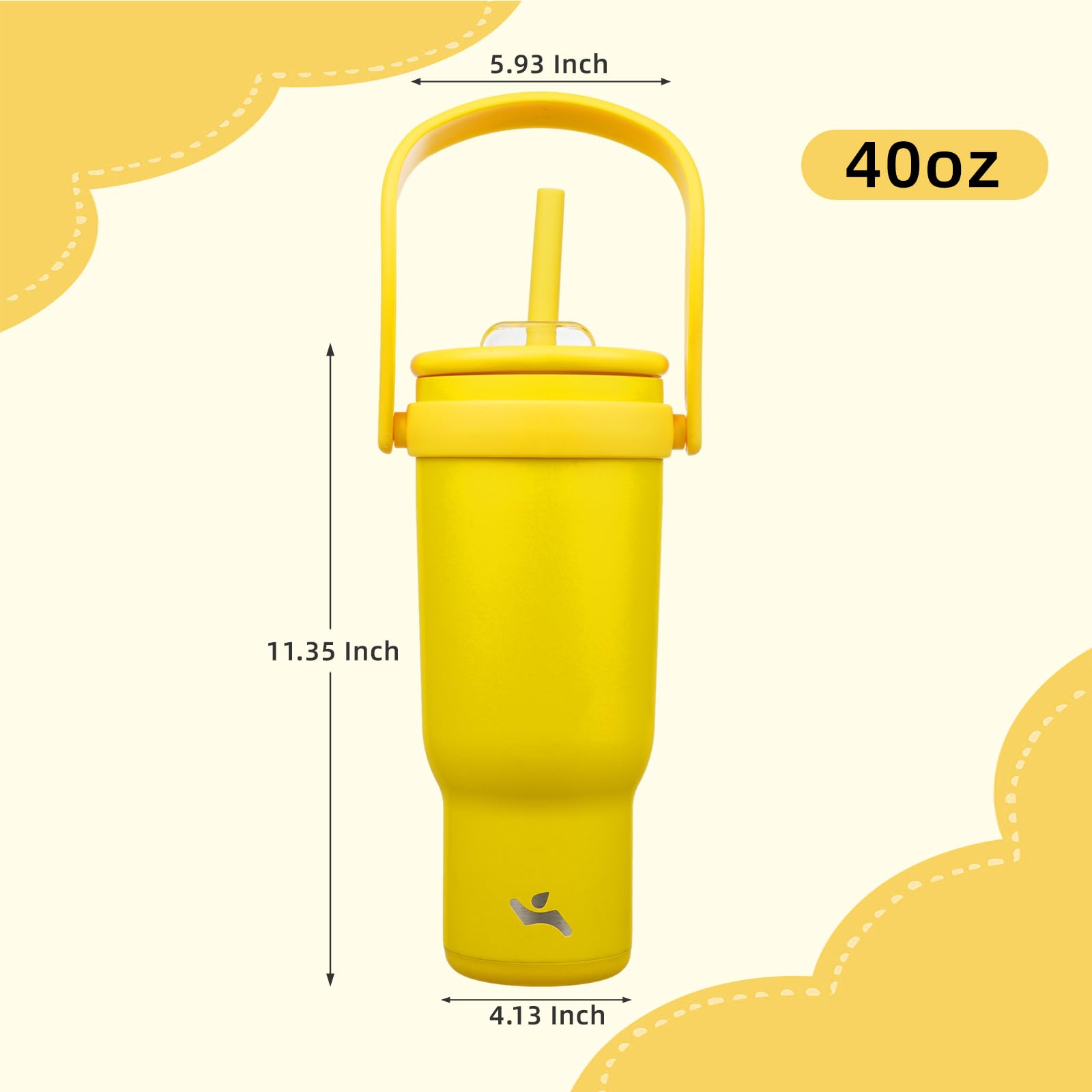 Konokyo 40 oz Tumbler with Handle and Straw, Insulated Travel Mug