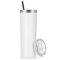VEGOND Stainless Steel Skinny Tumbler, 20 oz Vacuum Insulated Tumbler with Lid and Straw, Double Wall Coffee Cup, Travel Mug for Cold Hot Drinks, White 1 Pack